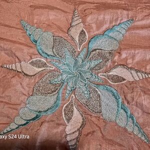 Embroidered Starfish Fabric in Teal and Pink. Jogging Suit.